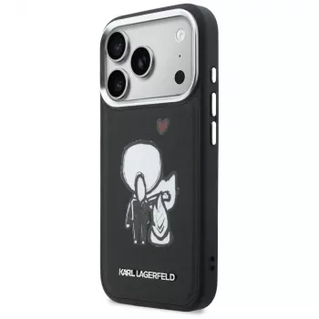 KARL LAGERFELD Karl & Choupette Back Logo MagSafe Case für iPhone 17 Pro Max, Schwarz