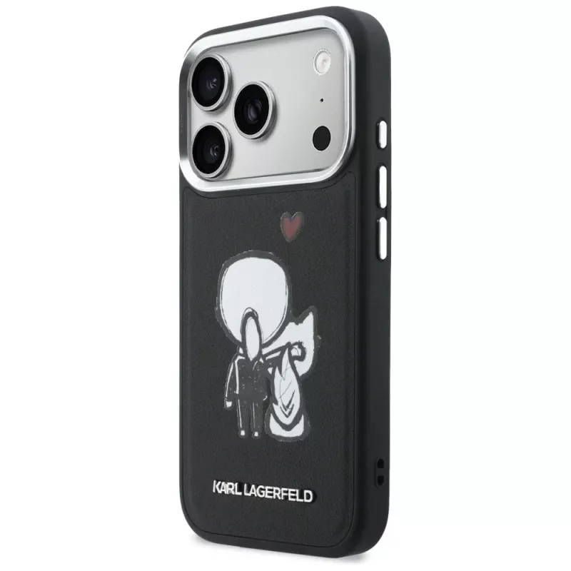 KARL LAGERFELD Karl & Choupette Back Logo MagSafe Case für iPhone 17 Pro Max, Schwarz