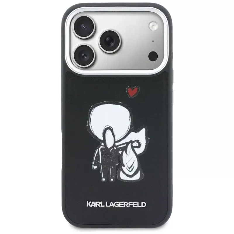 KARL LAGERFELD Karl & Choupette Back Logo MagSafe Case für iPhone 17 Pro Max, Schwarz