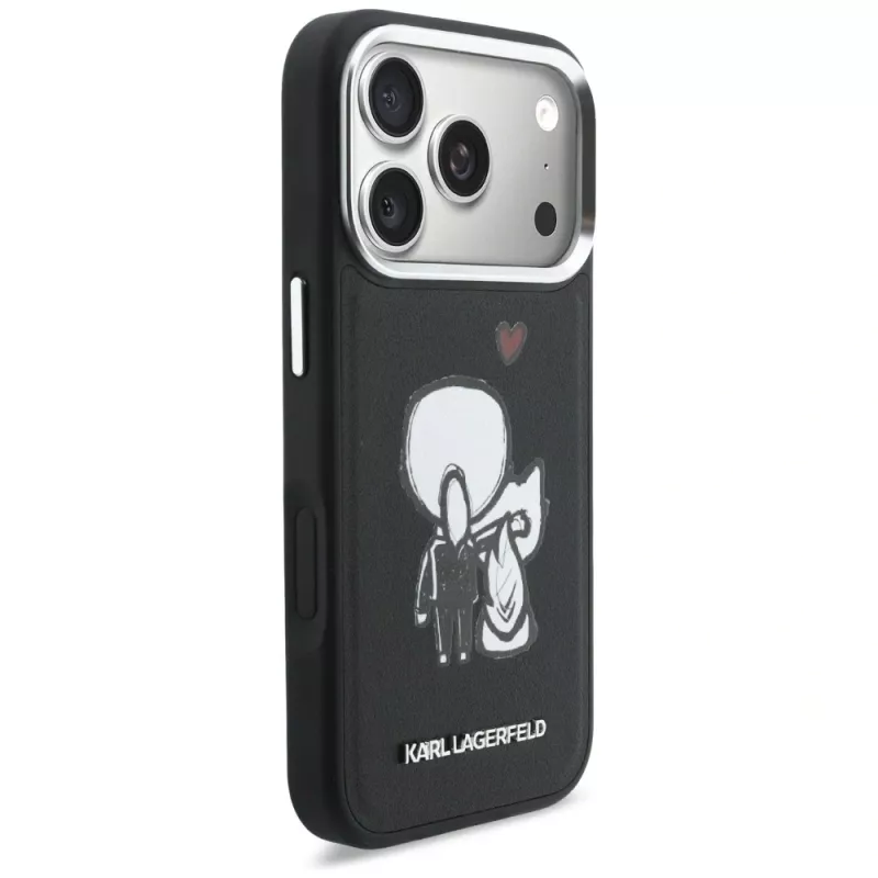 KARL LAGERFELD Karl & Choupette Back Logo MagSafe Case für iPhone 17 Pro Max, Schwarz