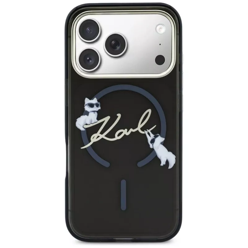 KARL LAGERFELD IML Choupettes KarlScript Logo MagSafe Case für Apple iPhone 17 Pro, Schwarz
