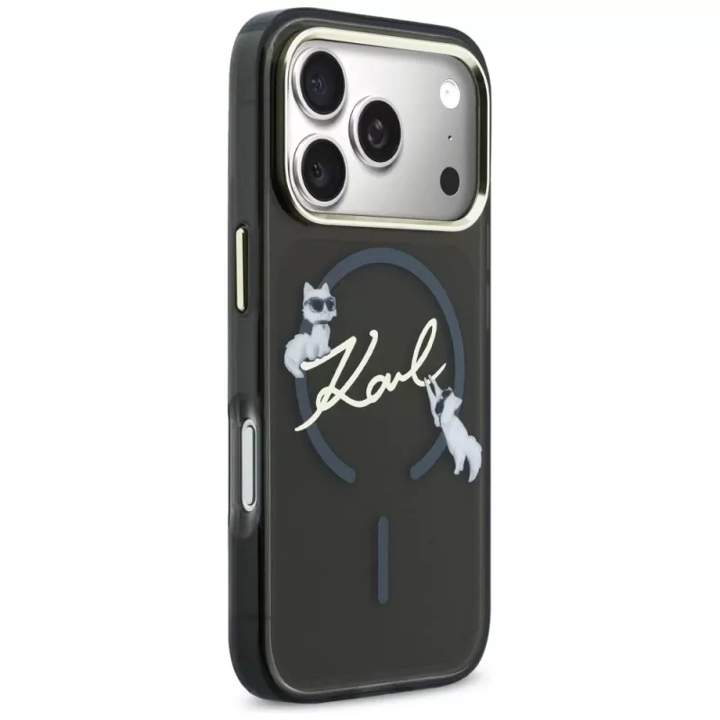 KARL LAGERFELD IML Choupettes KarlScript Logo MagSafe Case für Apple iPhone 17 Pro, Schwarz