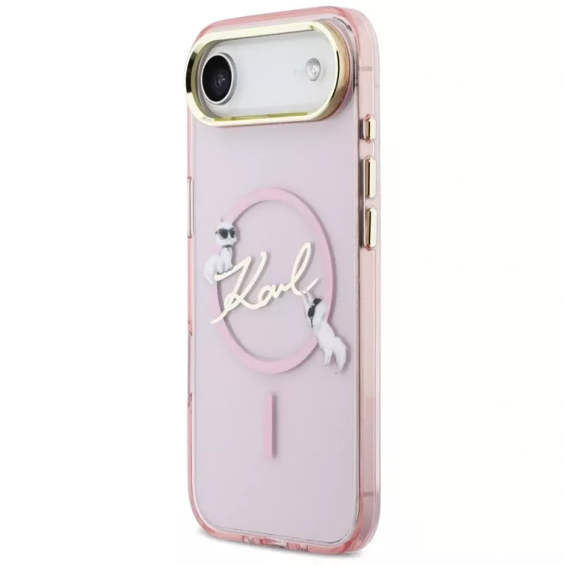KARL LAGERFELD IML Choupettes KarlScript Logo MagSafe Case für iPhone Air, Pink