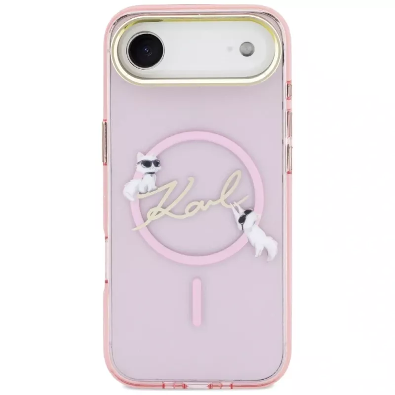 KARL LAGERFELD IML Choupettes KarlScript Logo MagSafe Case für iPhone Air, Pink