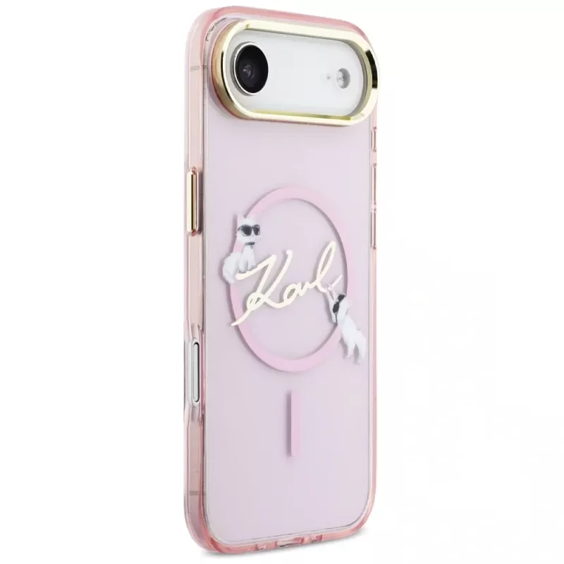 KARL LAGERFELD IML Choupettes KarlScript Logo MagSafe Case für iPhone Air, Pink