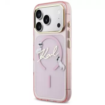 Karl Lagerfeld IML Choupettes KarlScript Logo MagSafe Case für Apple iPhone 17 Pro, Pink