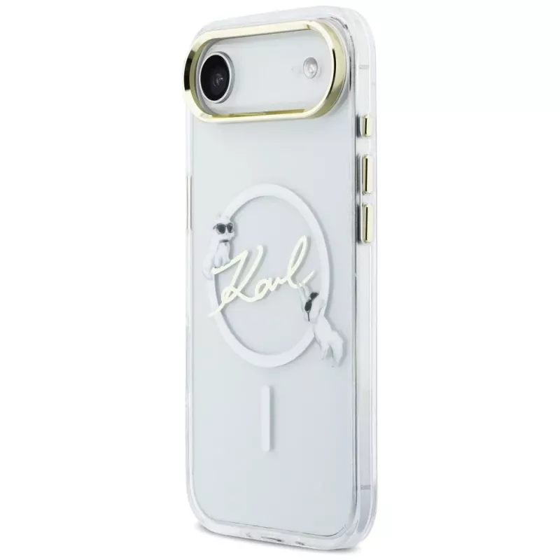 Karl Lagerfeld IML Choupettes KarlScript Logo MagSafe Case für iPhone Air, Transparent