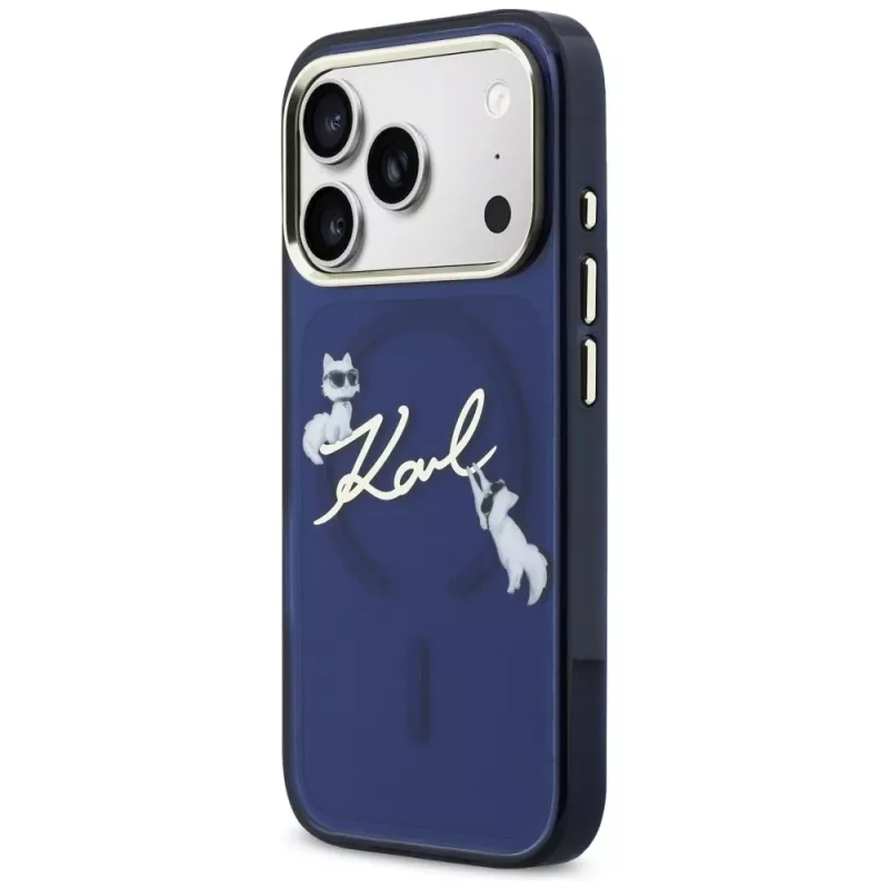 KARL LAGERFELD IML Choupettes KarlScript Logo MagSafe Case für Apple iPhone 17 Pro Max - Blau