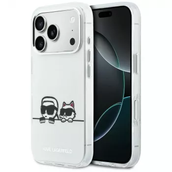 KARL LAGERFELD IML Karl & Choupette Peekaboo Logo MagSafe Case für Apple iPhone 17 Pro, Weiß
