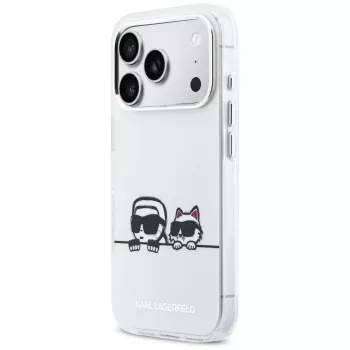 KARL LAGERFELD IML Karl & Choupette Peekaboo Logo MagSafe Case für Apple iPhone 17 Pro, Weiß