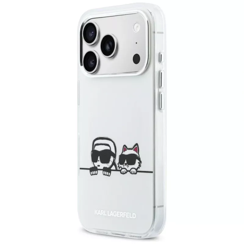 KARL LAGERFELD IML Karl & Choupette Peekaboo Logo MagSafe Case für Apple iPhone 17 Pro, Weiß