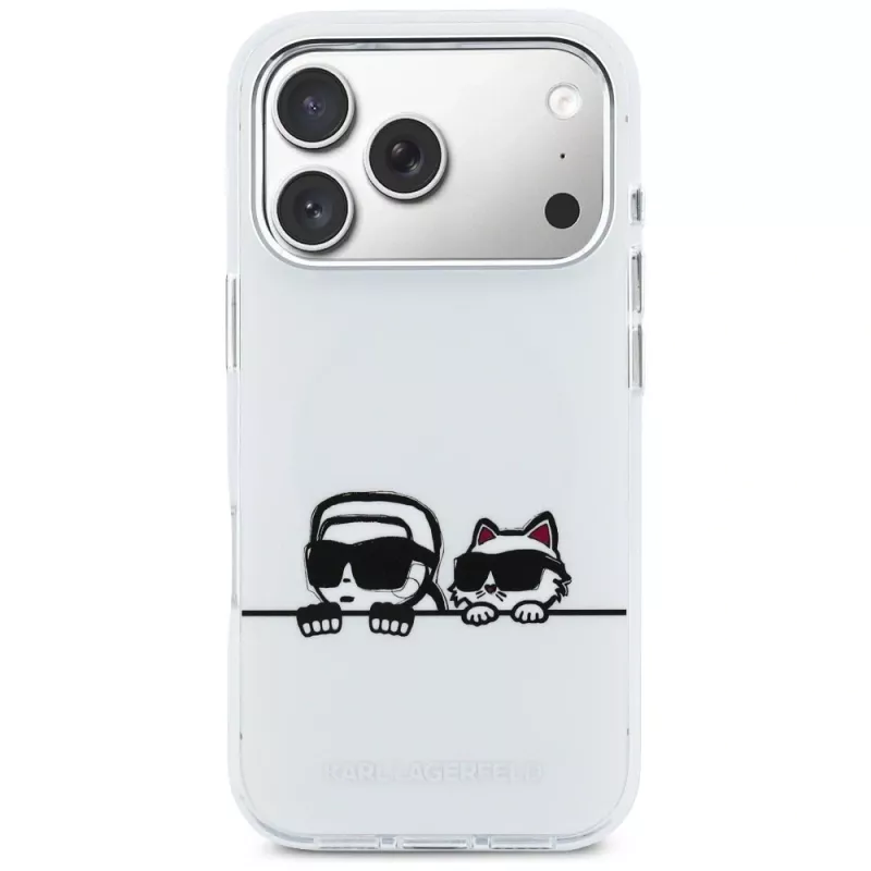 KARL LAGERFELD IML Karl & Choupette Peekaboo Logo MagSafe Case für Apple iPhone 17 Pro, Weiß
