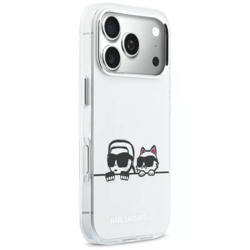 KARL LAGERFELD IML Karl & Choupette Peekaboo Logo MagSafe Case für Apple iPhone 17 Pro, Weiß