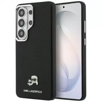 Karl Lagerfeld Saffiano KC Metal Logo MagSafe Case für Samsung Galaxy S26 Ultra Schwarz