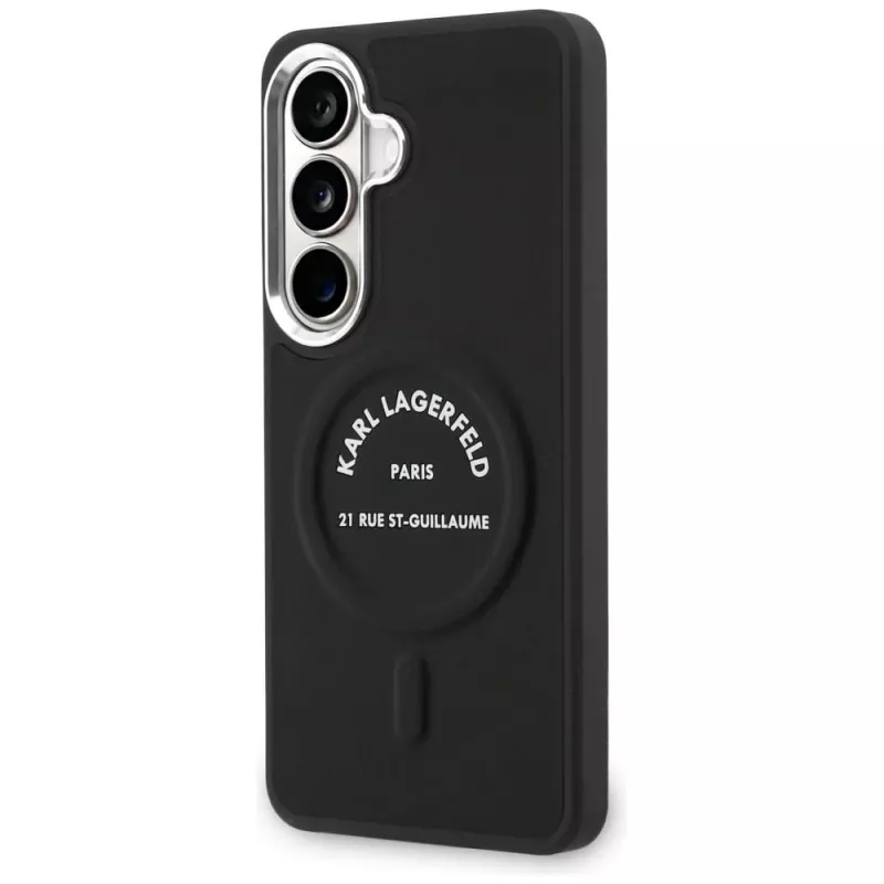 Karl Lagerfeld Embossed Ring RSG Logo MagSafe Case für Samsung Galaxy S26+ Schwarz