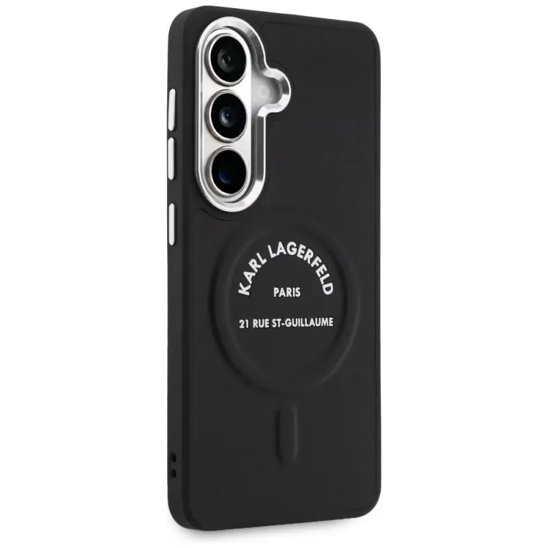 Karl Lagerfeld Embossed Ring RSG Logo MagSafe Case für Samsung Galaxy S26+ Schwarz