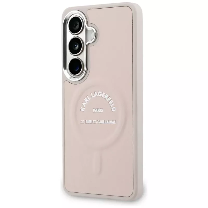 Karl Lagerfeld Embossed Ring RSGLogo MagSafe Case für Samsung Galaxy S26, Pink