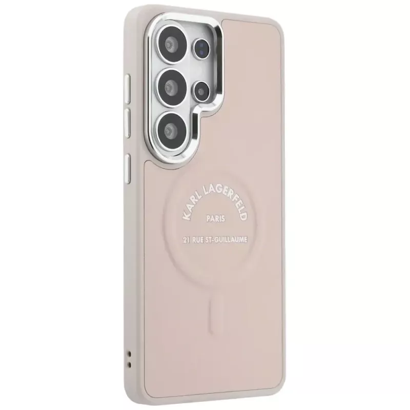 Karl Lagerfeld Embossed Ring RSG Logo MagSafe Case für Samsung Galaxy S26 Ultra - Pink