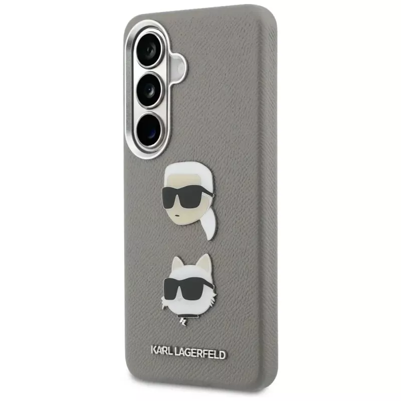 Karl Lagerfeld Saffiano DoubleHeads Metal Case für Samsung Galaxy S26 Silber