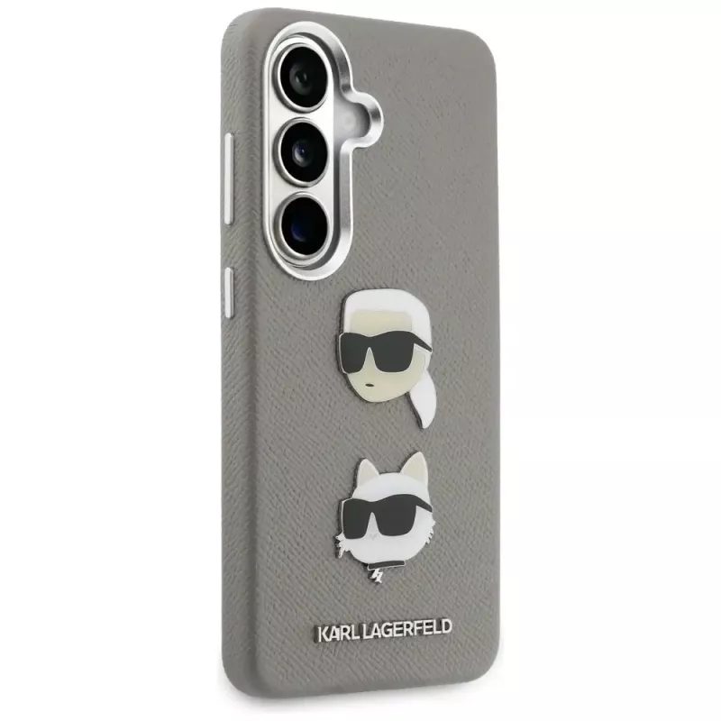 Karl Lagerfeld Saffiano DoubleHeads Metal Case für Samsung Galaxy S26 Silber