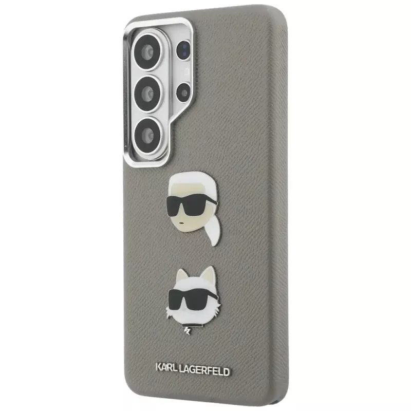 Karl Lagerfeld Saffiano DoubleHeads Metal Case für Samsung Galaxy S26 Ultra Silber