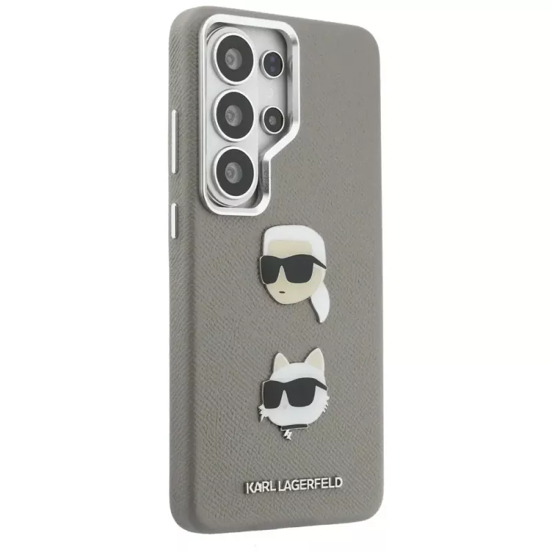 Karl Lagerfeld Saffiano DoubleHeads Metal Case für Samsung Galaxy S26 Ultra Silber