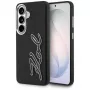 KARL LAGERFELD Grained Signature Metal Resin Logo Case für Samsung Galaxy S26, Schwarz