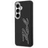KARL LAGERFELD Grained Signature Metal Resin Logo Case für Samsung Galaxy S26, Schwarz