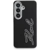 KARL LAGERFELD Grained Signature Metal Resin Logo Case für Samsung Galaxy S26, Schwarz