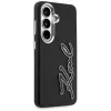 KARL LAGERFELD Grained Signature Metal Resin Logo Case für Samsung Galaxy S26, Schwarz