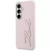 Karl Lagerfeld Grained Signature Metal Resin Logo Case für Samsung Galaxy S26 Pink