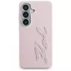 Karl Lagerfeld Grained Signature Metal Resin Logo Case für Samsung Galaxy S26 Pink