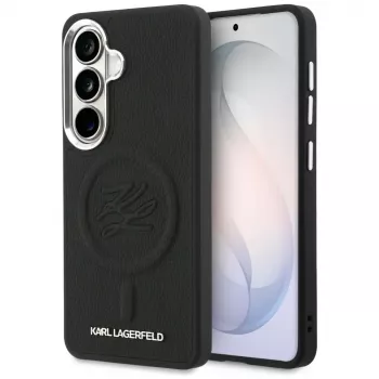 KARL LAGERFELD Embossed Ring Initials MagSafe Case für Samsung Galaxy S26, Schwarz