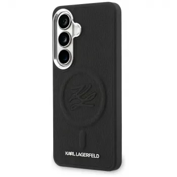 KARL LAGERFELD Embossed Ring Initials MagSafe Case für Samsung Galaxy S26, Schwarz
