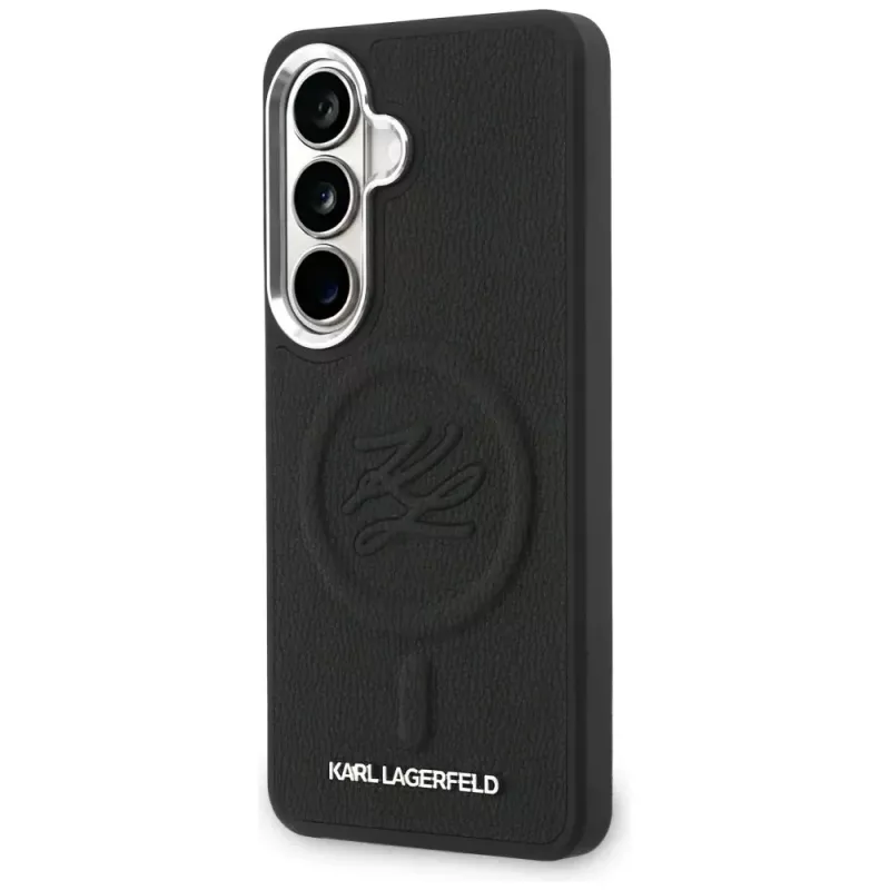 KARL LAGERFELD Embossed Ring Initials MagSafe Case für Samsung Galaxy S26, Schwarz