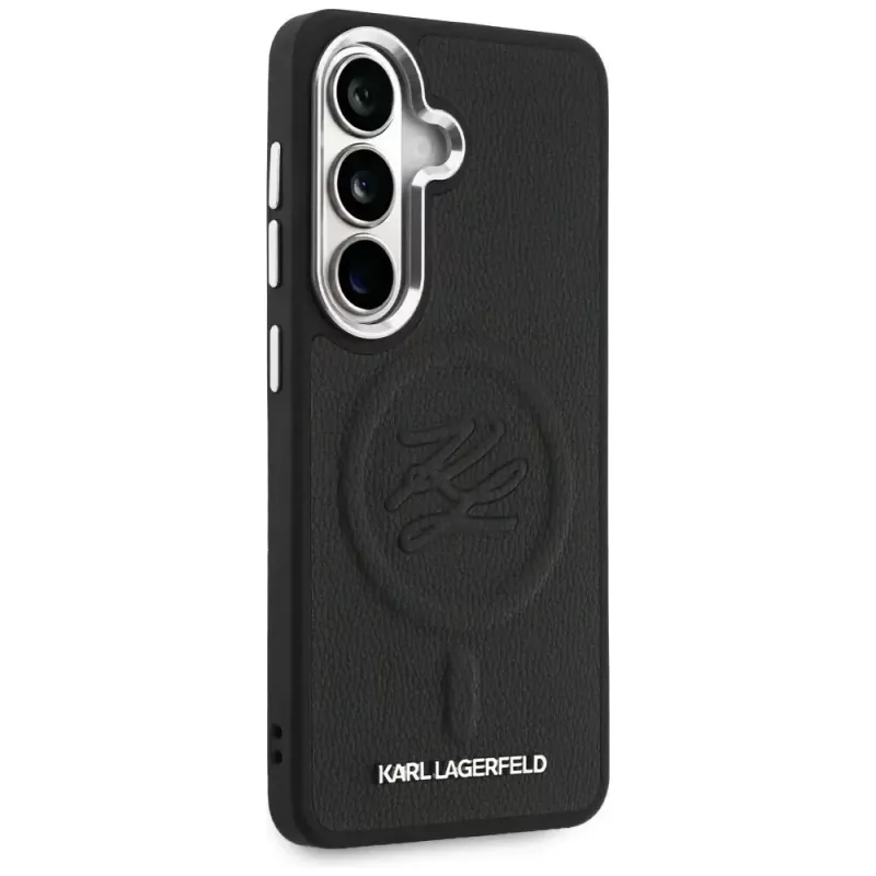 KARL LAGERFELD Embossed Ring Initials MagSafe Case für Samsung Galaxy S26, Schwarz