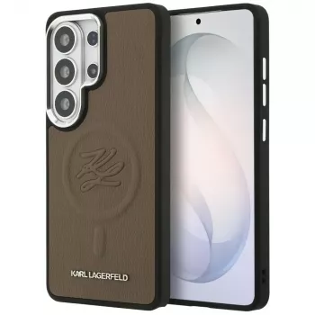 KARL LAGERFELD Embossed Ring Initials MagSafe Case für Samsung Galaxy S26 Ultra, Braun
