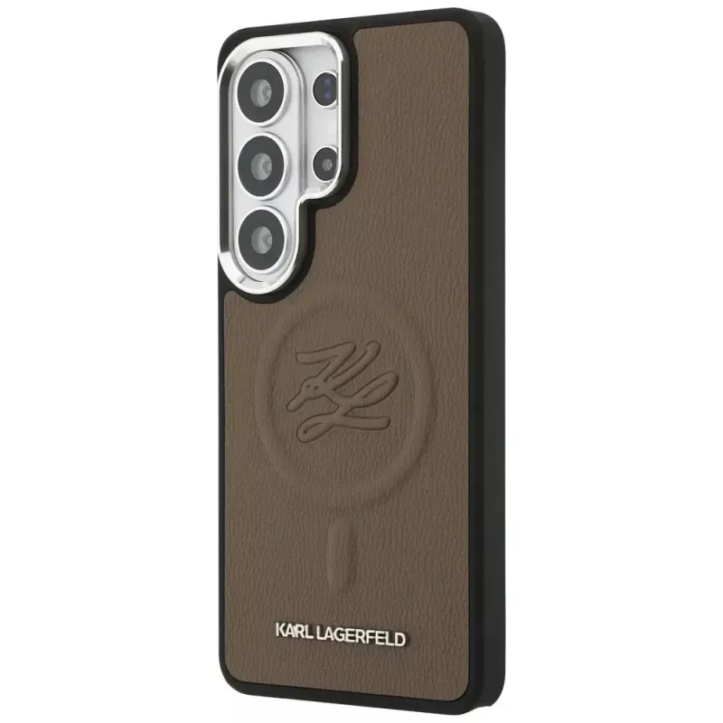 KARL LAGERFELD Embossed Ring Initials MagSafe Case für Samsung Galaxy S26 Ultra, Braun