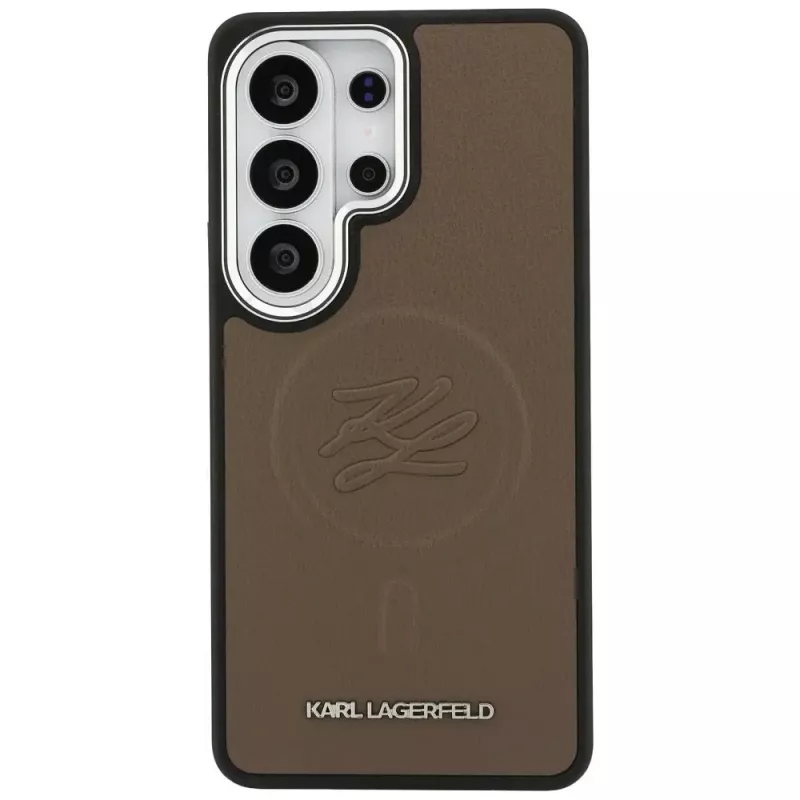 KARL LAGERFELD Embossed Ring Initials MagSafe Case für Samsung Galaxy S26 Ultra, Braun