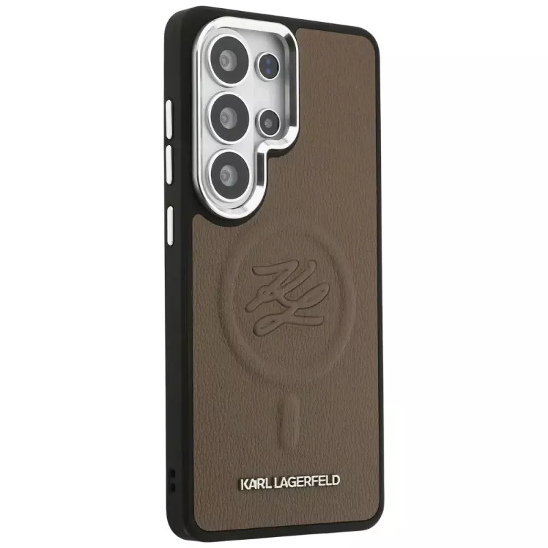 KARL LAGERFELD Embossed Ring Initials MagSafe Case für Samsung Galaxy S26 Ultra, Braun
