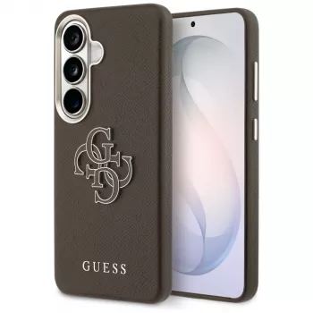 Guess Grained Big 4G Metal Logo Case für Samsung Galaxy S26+ Braun