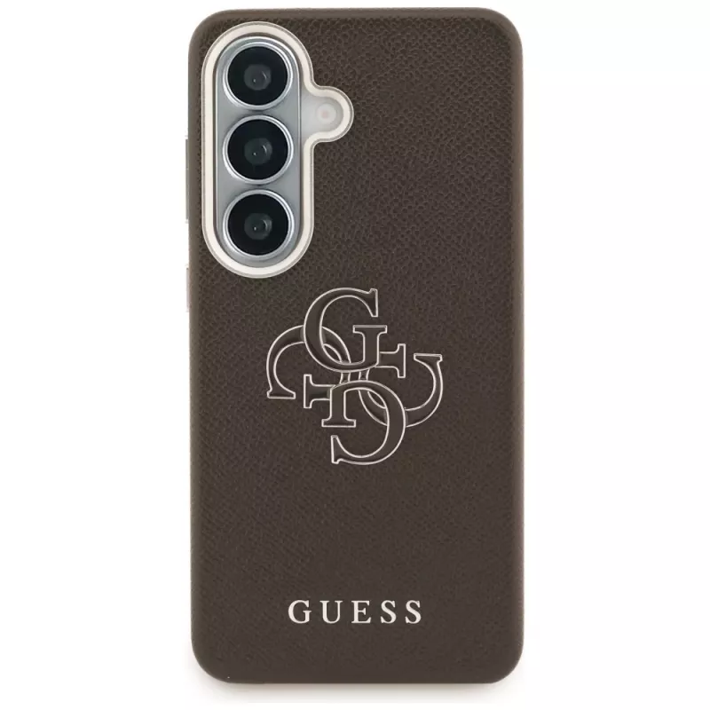 Guess Grained Big 4G Metal Logo Case für Samsung Galaxy S26+ Braun
