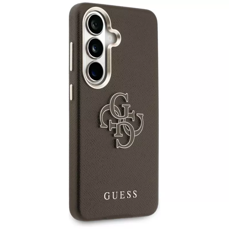 Guess Grained Big 4G Metal Logo Case für Samsung Galaxy S26+ Braun