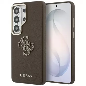 Guess Grained Big 4G Metal Logo Case für Samsung Galaxy S26 Ultra - Braun