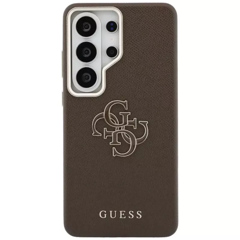 Guess Grained Big 4G Metal Logo Case für Samsung Galaxy S26 Ultra - Braun