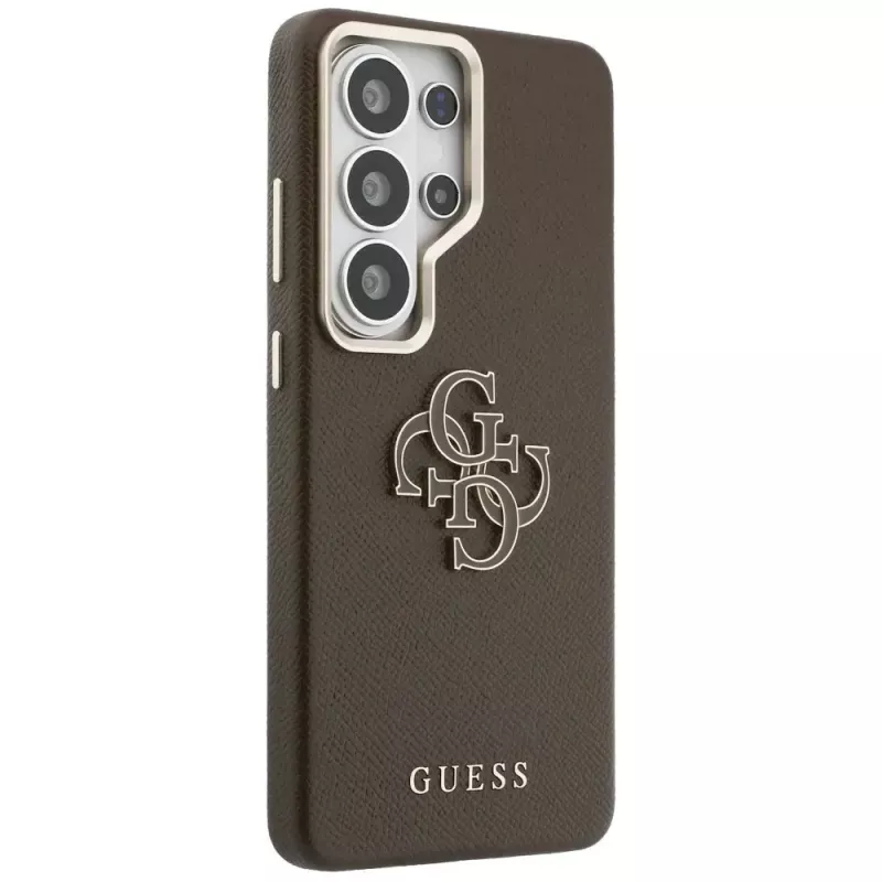 Guess Grained Big 4G Metal Logo Case für Samsung Galaxy S26 Ultra - Braun