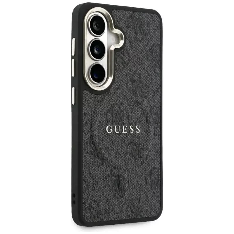 Guess 4G Embossed Ring MagSafe Case für Samsung Galaxy S26+ (Schwarz)