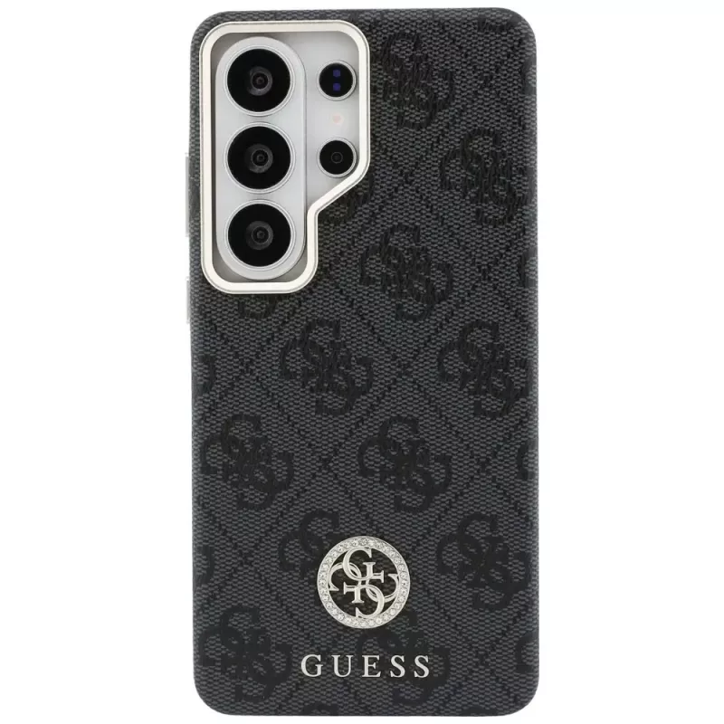 Guess 4G Rhinestone Round Logo MagSafe Case für Samsung Galaxy S26 Ultra (Schwarz)