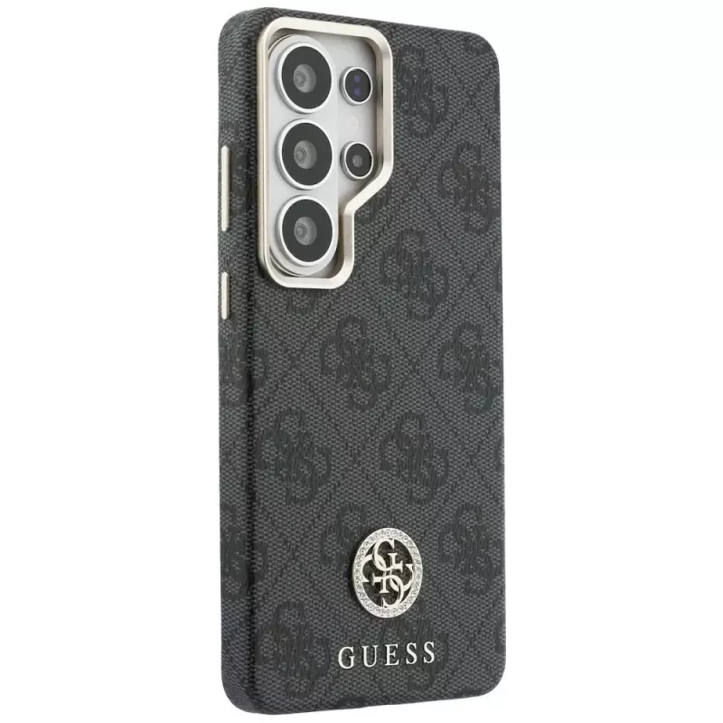 Guess 4G Rhinestone Round Logo MagSafe Case für Samsung Galaxy S26 Ultra (Schwarz)