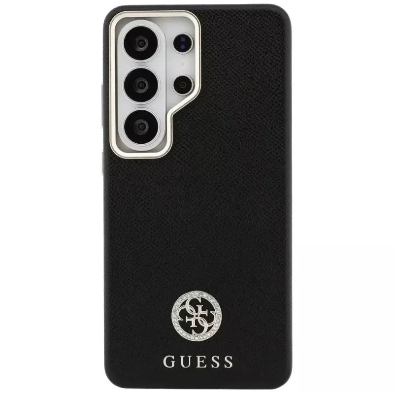 Guess Rhinestone Round Logo MagSafe Case für Samsung Galaxy S26 Ultra, Schwarz